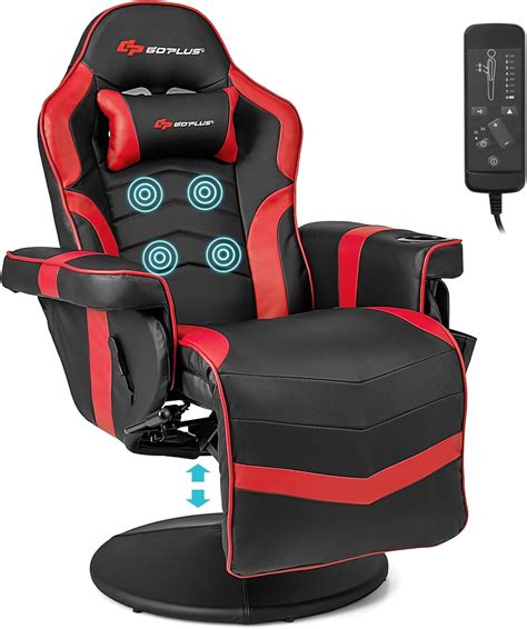 Goplus Gaming Chair, Height Adjustable Massage Video Game Chair with ...