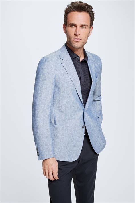 Veste De Costume Modulaire Acon En Lin Bleu Moyen Chin Strellson