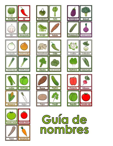 Tarjetas De Tareas Verduras Saludable Comida Profe Social