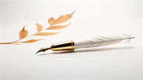 Premium AI Image | Golden fountain pen leaves a signature on a white pattern