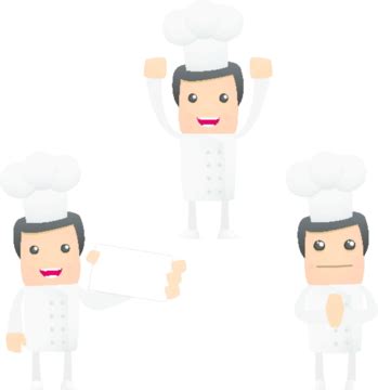 Set Of Funny Cartoon Chef Cheerful Professional Hat Vector, Cheerful ...