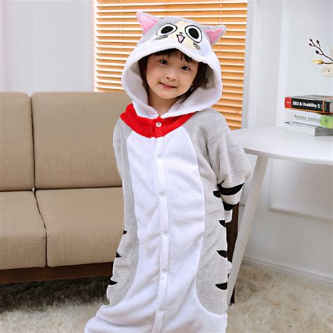 Kids Chis Sweet Home Grey Cat Onesie Kigurumi Pajamas Animal Costumes