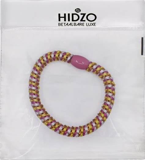 Hidzo Knekkie Elastiek Armband Geel Wit Roze Glitter Bol