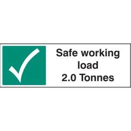 Safe Working Load 2 0 Tonnes Sign 300mm X 100mm Self Adhesive Vinyl