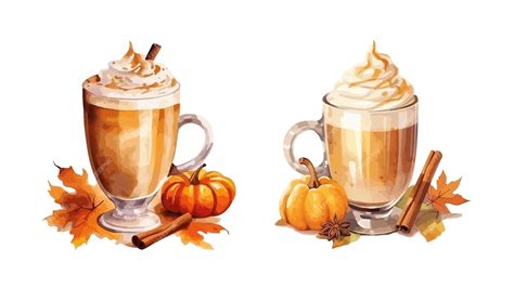 Pumpkin Latte clipart isolated vector illustration | Premium AI-generated vector