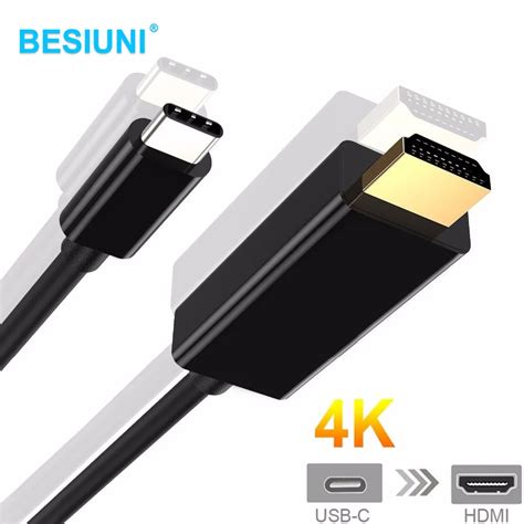 BESIUNI USBC cable Type C to HDMI 4K HDTV Adapter Cable Gold USB 3.1 ...