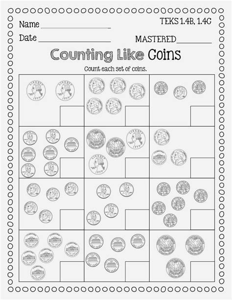 Color The Coins Math Worksheets 4 Kids