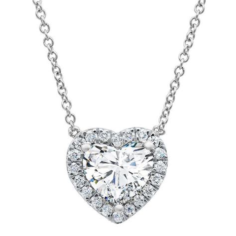 14K Gold Heart Cut Diamond Pendant Halo Necklace – deBebians