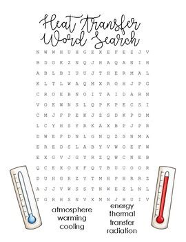 Heat Transfer Word Search And Crossword Puzzle TPT