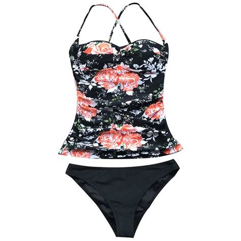 CUPSHE Slim Flora Print Fragrance Shirring Bikini Sets Women Sexy Two