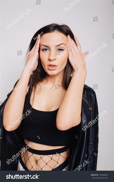Sexy Brunette Girl Slender Figure Posing Stock Photo 793488037 Shutterstock