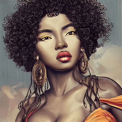 Melanin Dark Skinned Woman Big Curls Hyperrealistic Luxury Cinematic