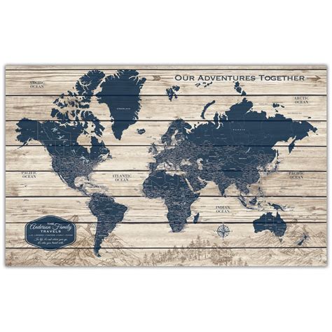 Rustic Wood Grain World Map on Canvas | Holy Cow Canvas