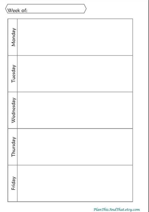 Printable A Horizontal Weekly Planner Layout With Home Work And