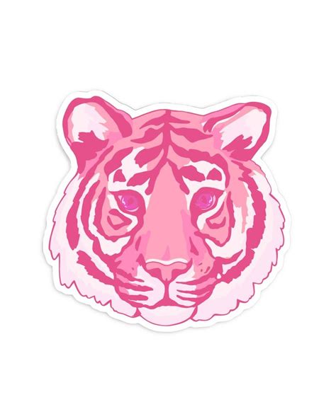 A Pink Tiger Sticker On A White Background