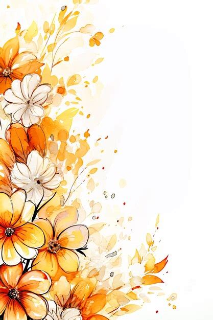 Premium Photo Watercolor Orange Floral Digital Papers Flower