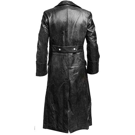 German Classic Officer Ww2 Military Uniform Black Leather Trench Coat