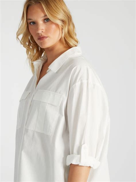 Chemise En Popeline Blanc Kiabi