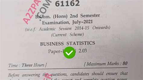 Mdu Bcom Hons Nd Sem Business Statistics Question Paper Youtube