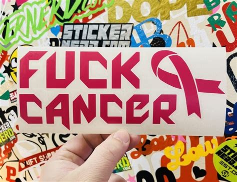 F Ck Cancer Ribbon Sticker Breast Cancer Awareness Fundraiser Decal