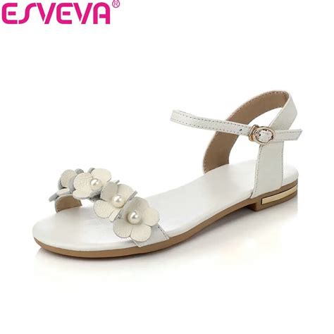 Esveva Women Sandals Flower Slingback Cow Leather Gold Pu Shoes