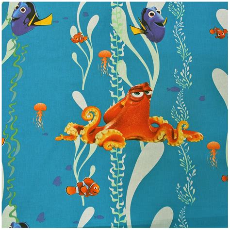 Cotton Fabric Disney Nemo Petrol Blue X 62cm Ma Petite Mercerie