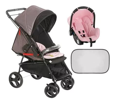 Cochecito Infantil Baby Comfort Protector Solar Color Negro Y Rosa