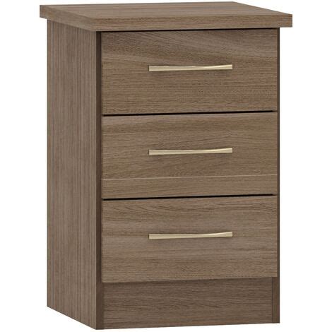 Nevada Drawer Bedside Rustic Oak Effect Metal Handles And Runners