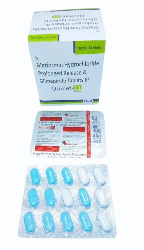 Uzimet G1 Glimepiride 1 Mg Metformin 500 Mg SR Tablets Bilayered