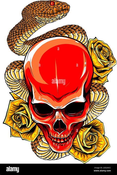 Vector Illustration Of Skull Roses And Snake Stock Vector Image Art