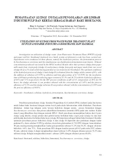 PEMANFAATAN SLUDGE INSTALASI PENGOLAHAN AIR LIMBAH INDUSTRI PULP DAN