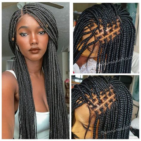 Knotless Braids Black Closure 4by4 Braided Wig Eminado Hair