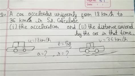 A Car Accelerates Uniformly From Km H To Km H In Seconds