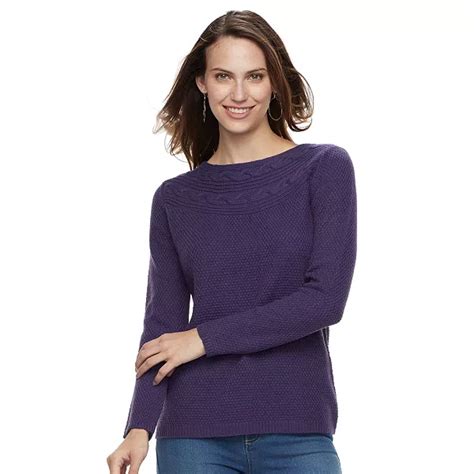 Womens Croft And Barrow® Cable Knit Boatneck Sweater