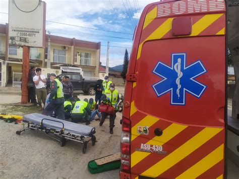 Motociclista fica fratura exposta após acidente em Brusque