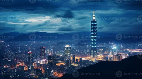 Night view of Taipei 101. Generative AI 32977375 Stock Photo at Vecteezy