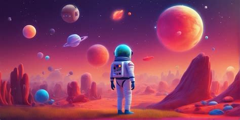 Premium AI Image | Create A Vibrant Pixar Style Scene With A Space Theme