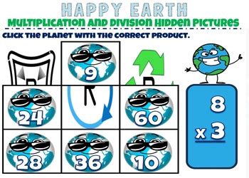 Happy Earth Multiplication And Division Hidden Pictures By Kk Tpt