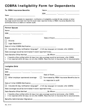 Fillable Online Eip Sc COBRA Ineligibility Form For Dependents Eip Sc