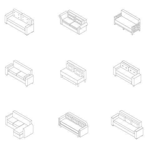 Sofa icon set vector outline 12321502 Vector Art at Vecteezy