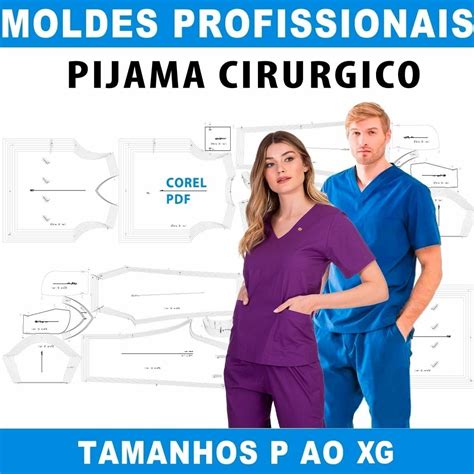 Molde Digital Pdf E Cdr Modelagem Scrub Masculino E Feminino Luppa