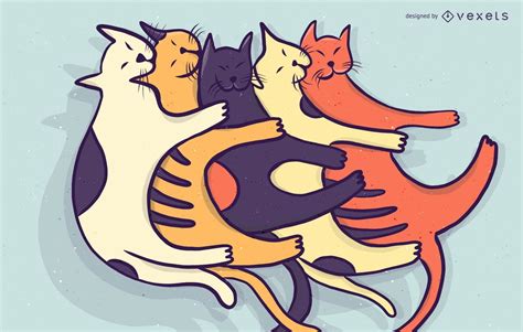 Pile Of Cats Cartoon Illustration Vector Download