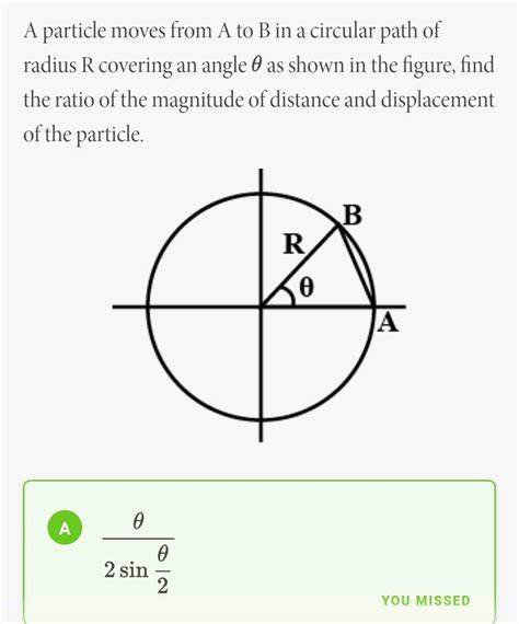 A Particle Moves From A To B In A Circular Path Of Radius R Covering An