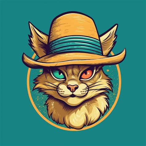 Un Gato Con Sombrero Y Gafas De Sol Logo E Ilustraci N Foto Premium