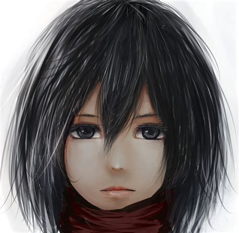 Safebooru 1girl Black Eyes Black Hair Expressionless Face Highres Hiiragijū Mikasa Ackerman