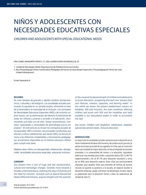 Ni Os Y Adolescentes Con Necesidades Educativas Especiales Resumen