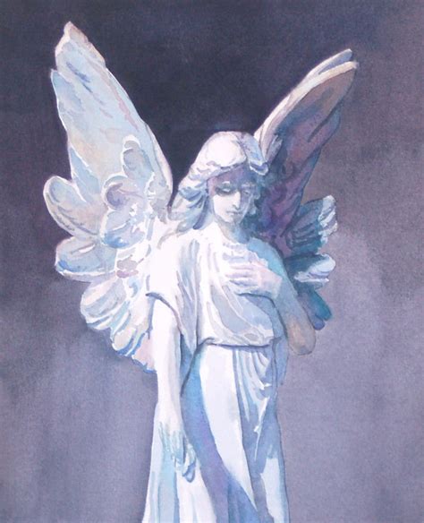 Angel Painting Angel Statue Painting Of Angel Watercolor Etsy