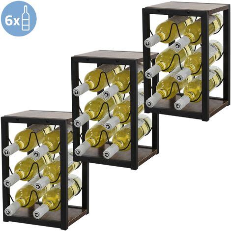 ML Design 3er Set Weinregal für 6 Flaschen Vintage Freistehendes