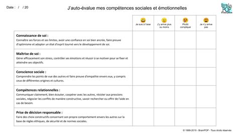 Auto Valuer Ses Comp Tences Sociales Et Motionnelles Imprimable