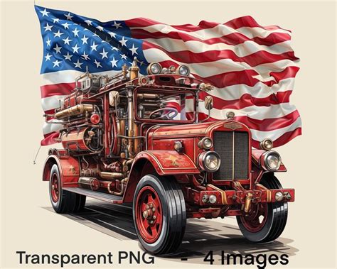 Fire Truck Clipart American Flag Png Memorial Day First Responders